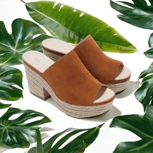 Zara Suede & Jute Platform Peeptoe Heels